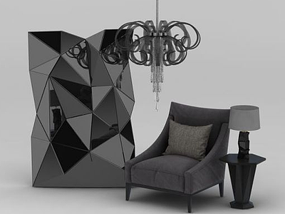 休闲单椅吊灯组合模型3d模型