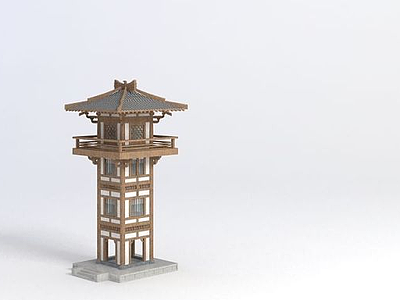 3d中式古建塔楼模型