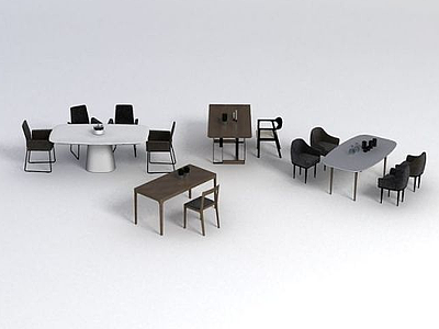 3d时尚餐桌椅模型