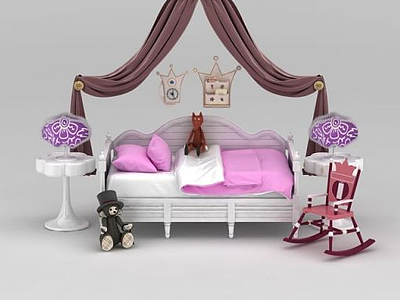 公主系列女孩床模型3d模型