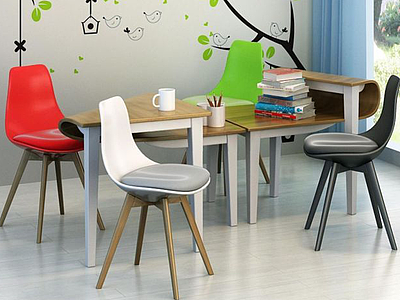 3d创意现代书桌椅组合模型