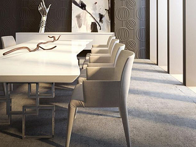 简约餐桌椅工业风吊灯组合模型3d模型