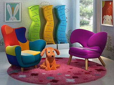 3d创意现代儿童家具小狗玩具模型