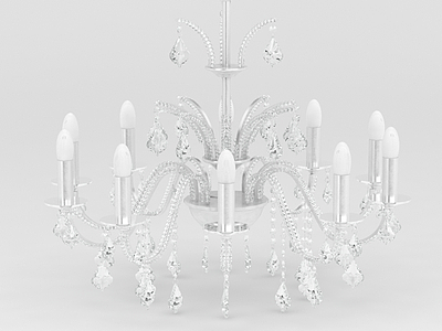 白色水晶吊灯模型3d模型