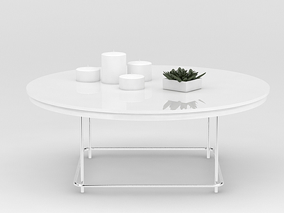 白色圆形休闲桌模型