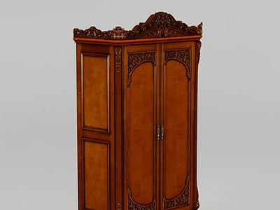 古典实木衣柜模型