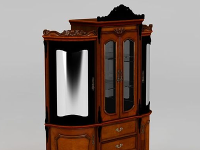 3d美式古典酒柜模型