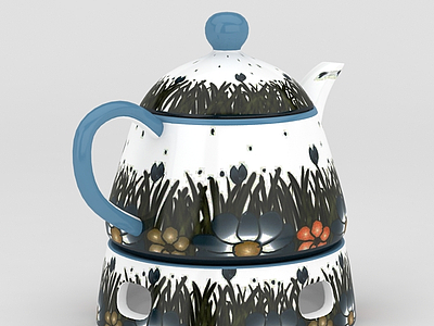 印花陶瓷茶壶模型3d模型