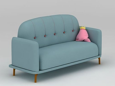 3d可爱蓝色沙发模型