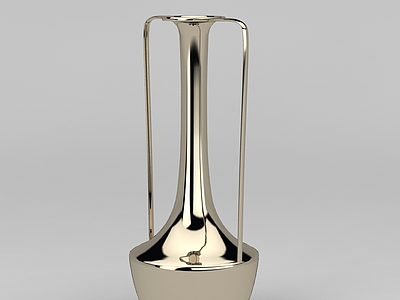 3d金属长颈花瓶模型
