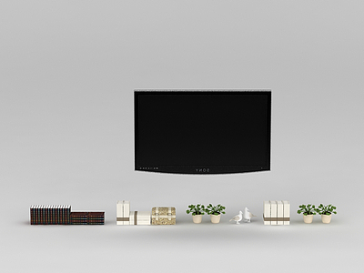3d壁挂电视摆件组合免费模型