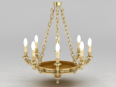 3d纯铜蜡烛吊灯免费模型