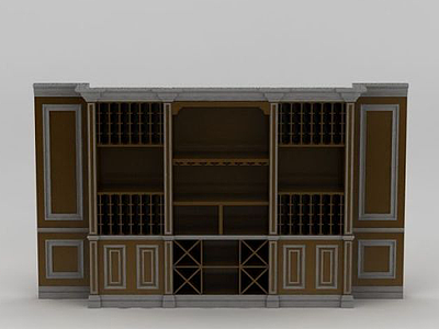 大型实木酒柜3d模型