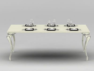 象牙色餐桌模型3d模型