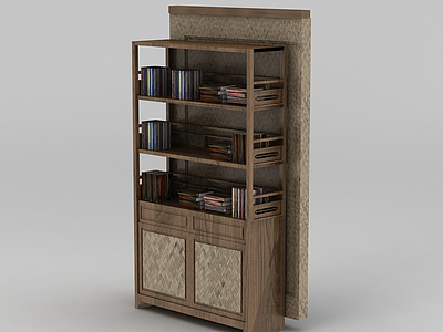 3d木书柜模型