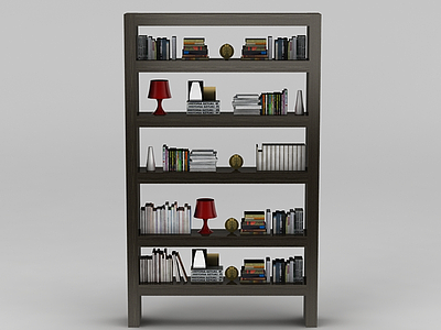 3d书房小型书架模型