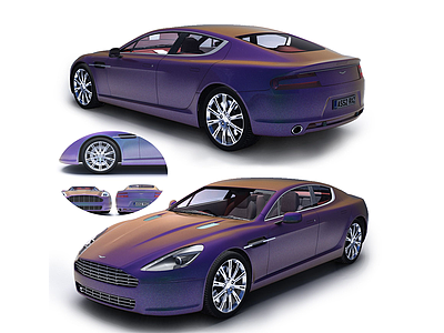 现代紫色汽车模型3d模型