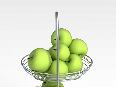 3d青苹果果篮模型
