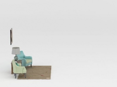 3d北欧现代沙发椅子角几组合模型