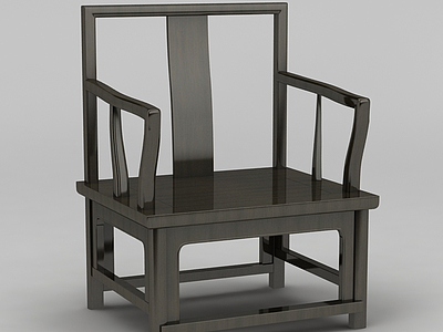 中式实木扶手椅模型