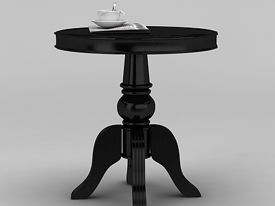 3d实木小圆桌模型