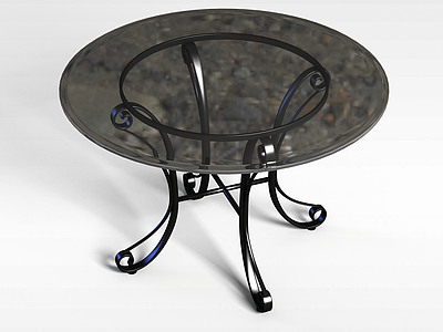 玻璃圆桌模型3d模型