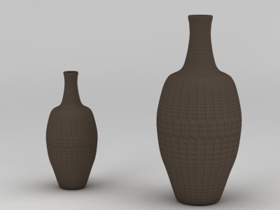 棕色装饰花瓶模型3d模型