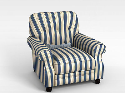 美式条纹单人沙发模型3d模型