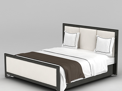 3d现代酒店床免费模型