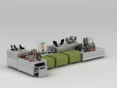 3d鞋店展示货柜模型