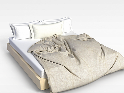3d现代简约矮床床模型
