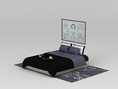3d家庭舒适床免费模型