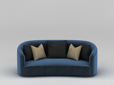 3d客厅蓝色长沙发模型