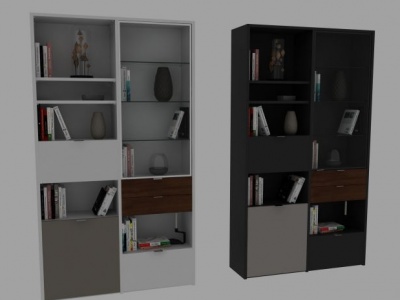 3d书房置物柜模型