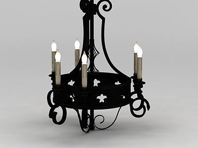 3d铁艺蜡烛吊灯免费模型