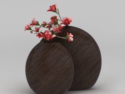 创意木质纹理花瓶模型3d模型