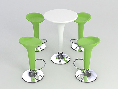 绿色清新吧桌椅模型3d模型