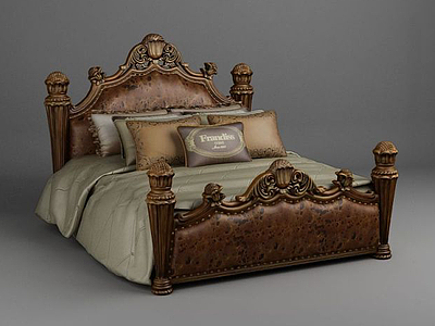 3d奢华古典欧式床模型