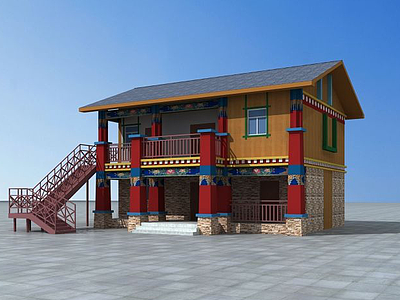 3d藏式民居建筑模型