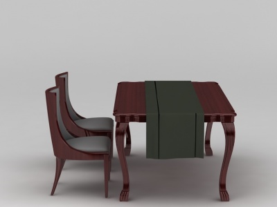 美式简约餐桌椅模型
