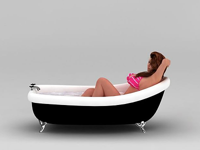 性感浴缸女人3d模型