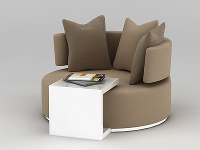 3d现代棕色休闲沙发免费模型