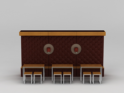 快餐厅卡座桌椅模型3d模型