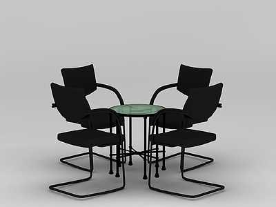 简约黑色洽谈桌椅模型3d模型