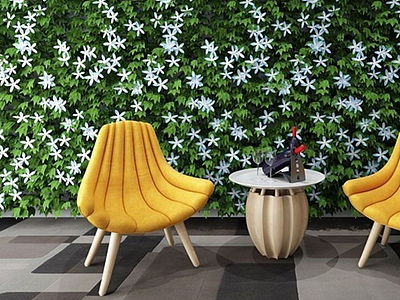 植物装饰墙香蕉椅组合3d模型