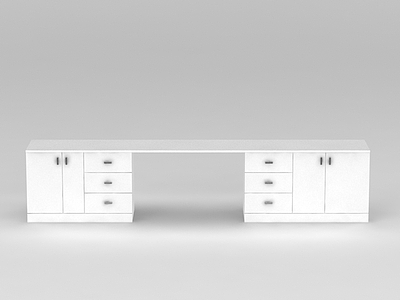 白色实木书房办公桌模型3d模型