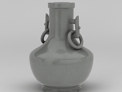双耳陶瓷花瓶摆件模型