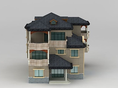 3d三层别墅模型