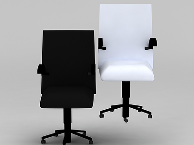 黑白两色办公转椅模型