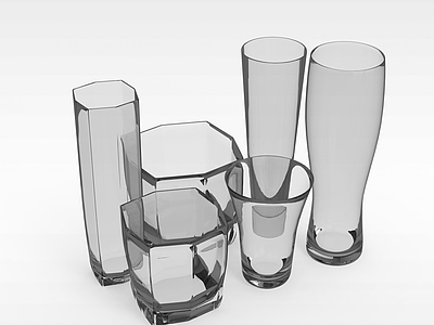 透明玻璃杯模型3d模型